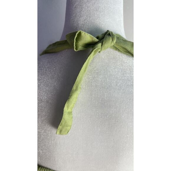 The Editors Markets Womens Linen Green Smocked Zip Halter Crop Top Sz 8 - Picture 8 of 10